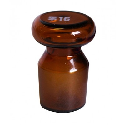 Stopper, Amber Glass, Flask Length, Penny Head