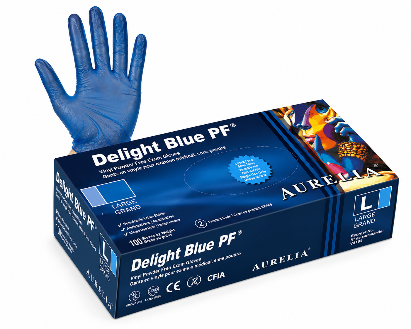 AURELIA® Delight® Blue PF Vinyl Gloves