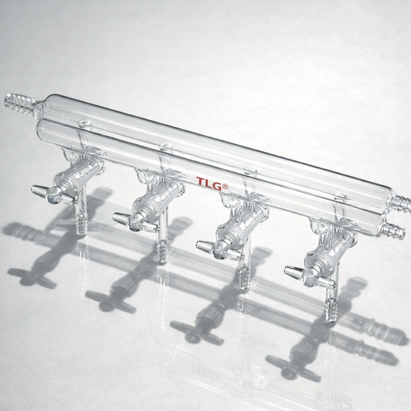 Manifold, Vacuum/Inert Gas, All Glass, Front-Left & Rear-Left-Right