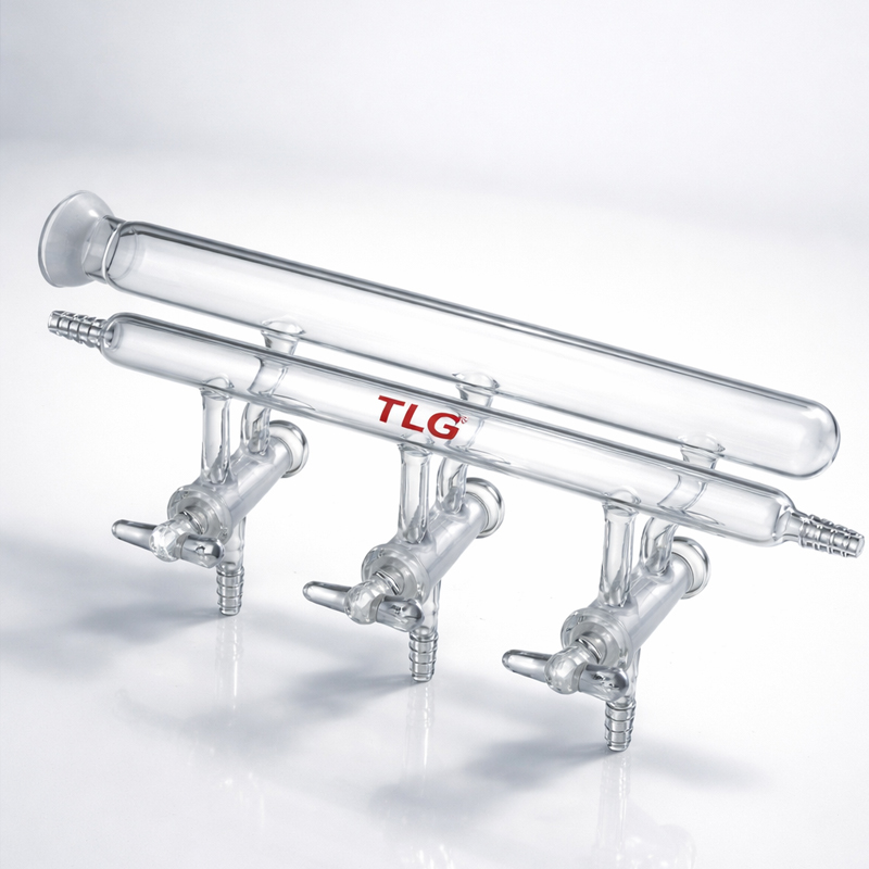 Manifold, Double, Hollow Glass Stopcocks, Left Hand Side