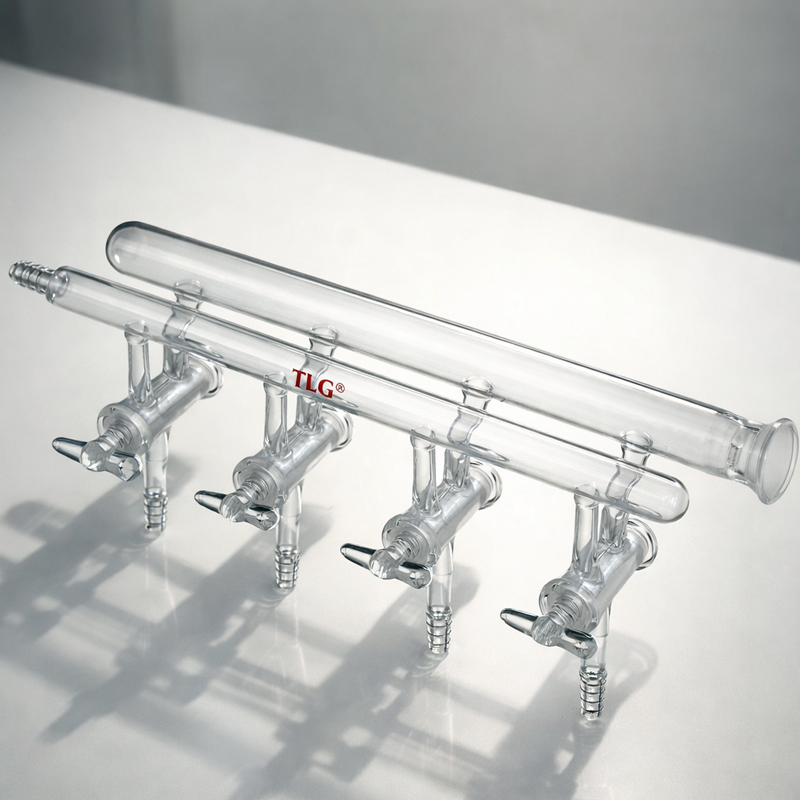 Manifold, Double, Hollow Glass Stopcocks, Right Hand Side