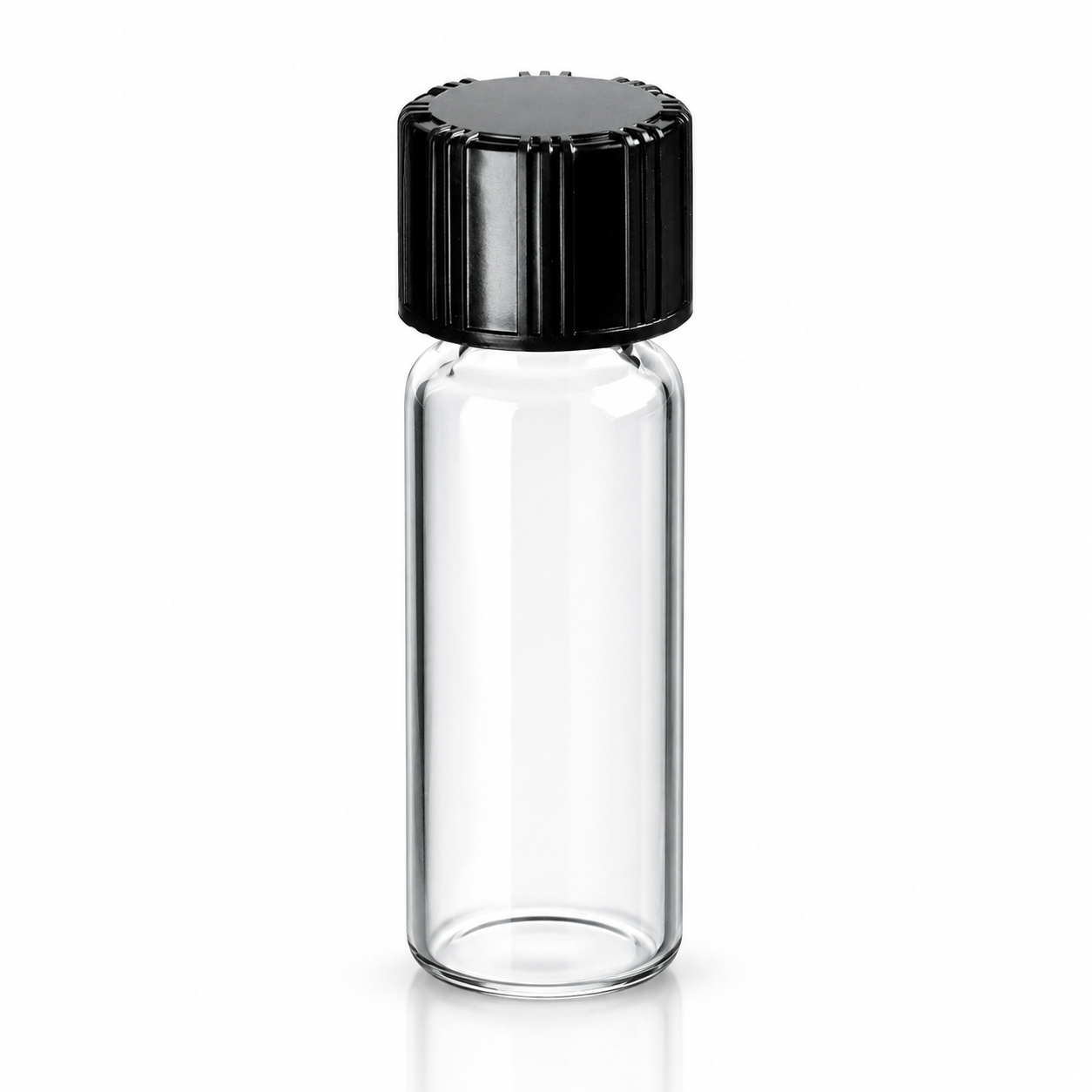Clear Glass Sample Vials with Polyvinyl Faced Pulp Lined Phenolic Screw Caps, 1 dr. (3.7 ML)