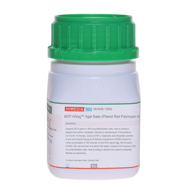 MYP HiVegâ„¢ Agar Base (Phenol Red Polymyxin HiVegâ„¢ Agar Base) 100G